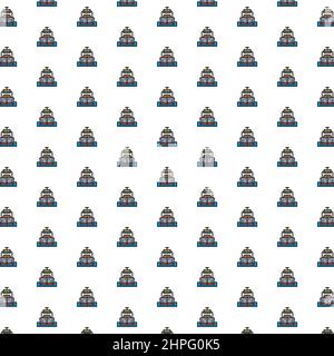 Vector cargo ship, oil transportation, steamer, cruise pattern with various icons. Stock Vector