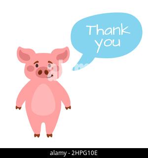 cartoon style cute piglet with speech bubble Stock Vector