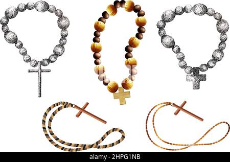 Religion symbol vector illustration. Islamic prayer beads tasbih icon Stock Vector