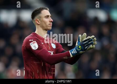 Peterborough United goalkeeper Steven Benda during the Sky Bet Championship match at Pride Park, Derby. Picture date: Saturday February 19, 2022. Stock Photo