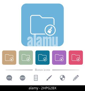 Directory paste outline white flat icons on color rounded square backgrounds. 6 bonus icons included Stock Vector