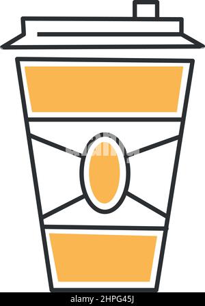 Stylish thin line icon glass of coffee on a white background - Vector illustration Stock Vector