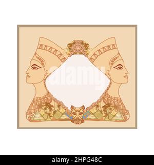 retro frame with Egyptian queen Stock Vector
