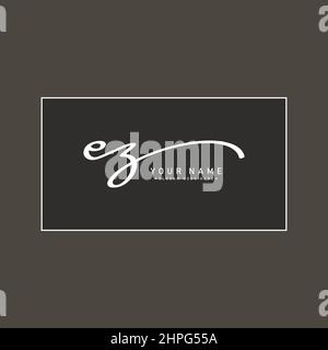 Initial Letter EZ Logo - Hand Drawn Signature Logo - Vector Logo Template for Business Name Initials in Signature Style Stock Vector