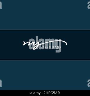 Initial Letter NY Logo - Handwritten Signature Style Logo - Vector Logo Template for Business Name Initials in Signature Style Stock Vector
