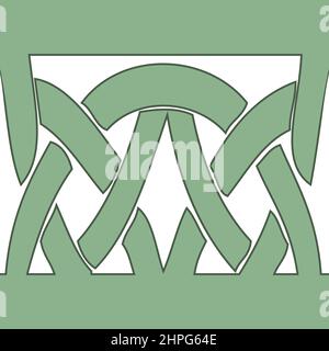 Geometric Byzantine vintage green color pattern isolated on white background. Ethnic mosaic tiled abstract seamless element border frame print. Vector Stock Vector