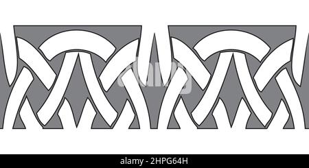 Geometric Byzantine vintage white color pattern isolated on grey background. Ethnic mosaic tiled abstract seamless element border frame print. Vector Stock Vector