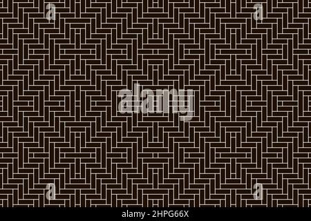 Rattan lattice basket seamless black and white pattern. Abstract texture. Vector woven bamboo backdrop. Interlace placemat. Geometric herringbone stru Stock Vector