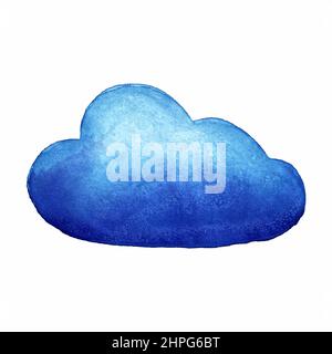 Watercolor cloud. Blue cloud isolated on white background. . Vector illustration Stock Vector