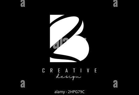 Black and white BZ Letters logo with negative space. Letters B and Z with geometric and handwritten typography. Creative Vector Illustration with lett Stock Vector