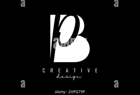 Black and white BP Letters logo with negative space. Letters B and P with geometric and handwritten typography. Creative Vector Illustration with lett Stock Vector