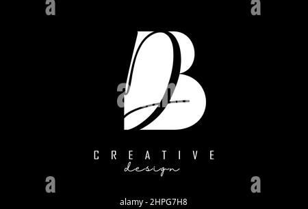 Black and white BD Letters logo with negative space. Letters B and D with geometric and handwritten typography. Creative Vector Illustration with lett Stock Vector
