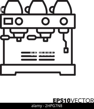 Professional bar espresso coffee machine line icon. Outline symbol of barista equipment and hott drinks preparation. bar and café equipment flat vecto Stock Vector