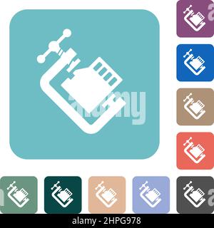 Micro sd memory card compress solid white flat icons on color rounded square backgrounds Stock Vector