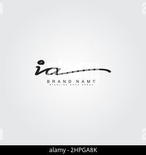 Initial Letter IA Logo - Hand Drawn Signature Style Logo - Vector Logo Template for Business Name Initials Stock Vector