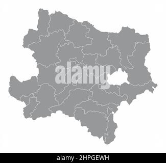 Lower Austria state. Administrative map isolated on white background. Stock Vector