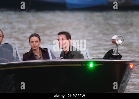 Tom Cruise during the shooting of mission impossible 7 in venice Stock Photo