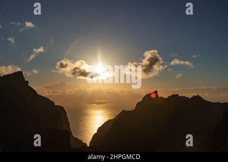 Sunset over the Atlantic ocean from Tenerife in the Canary Islands Stock Photo