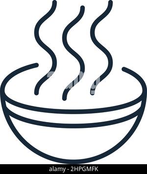 Stylish thin line icon of a plate of porridge on a white background - Vector illustration Stock Vector