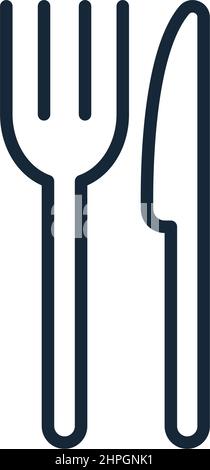 Stylish thin line icon fork and knife isolated on white background - Vector illustration Stock Vector