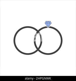 Wedding ring icon on a white background. Gift for a girl. Stock Vector