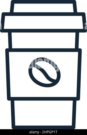 Stylish thin line icon glass of coffee on a white background - Vector illustration Stock Vector