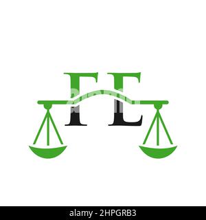 Law Firm Letter FE Logo Design. Lawyer, Law Attorney Lawyer Service, Law Office, Scale. Law Firm Logo On Letter FE Vector Sign Stock Vector