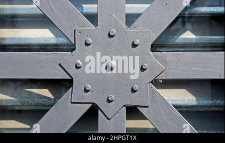 Window grid detail on facade, downtown Rio Stock Photo