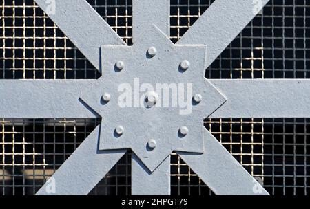 Window grid detail on facade, downtown Rio Stock Photo