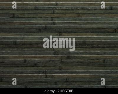 Horizontal bamboo wood planks of greenish black color background. Surface of lacquered bamboo boards texture with striped pattern. Interior design. Stock Photo