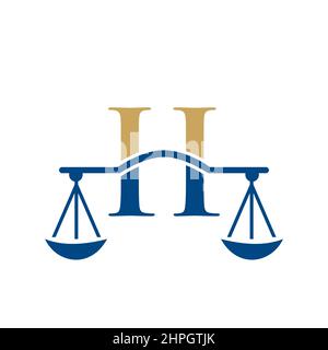 Law Firm Letter II Logo Design. Lawyer, Law Attorney Lawyer Service, Law Office, Scale. Law Firm Logo On Letter II Vector Sign Stock Vector