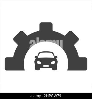 Car repair gear outline icon in flat style. Elements of car repair illustration icon. Signs and symbols can be used. For web, logo, mobile app, UI Stock Vector