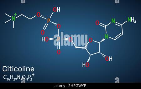 Citicoline, CDP-choline, cytidine diphosphate-choline molecule. It is ...