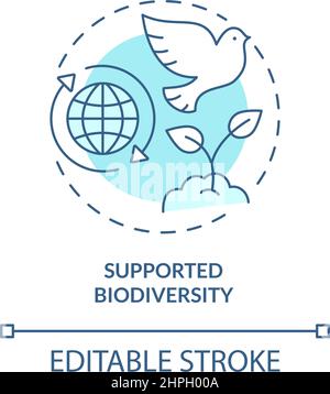Supported biodiversity turquoise concept icon Stock Vector