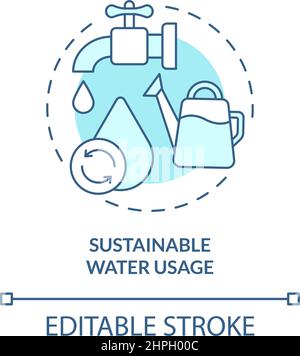 Sustainable water usage turquoise concept icon Stock Vector