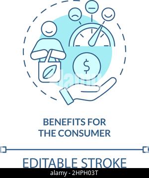 Benefits for consumer turquoise concept icon Stock Vector