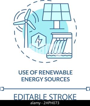 Use of renewable energy sources turquoise concept icon Stock Vector
