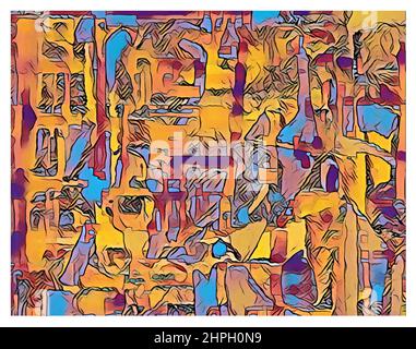 Abstract composition in blue and yellow - vector illustration (Ideal for printing on fabric or paper, poster or wallpaper, house decoration) Stock Vector