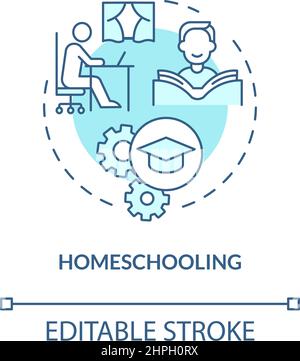 Homeschooling turquoise concept icon Stock Vector