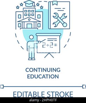 Continuing education turquoise concept icon Stock Vector