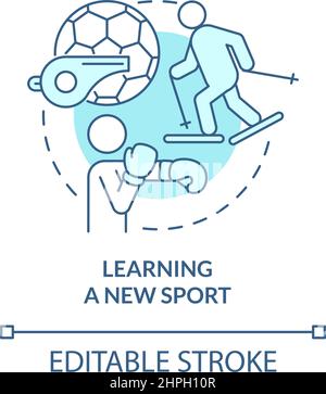 Learning new sport turquoise concept icon Stock Vector