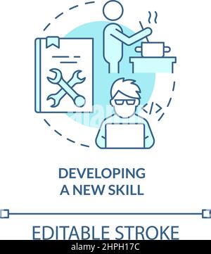 Developing new skill turquoise concept icon Stock Vector
