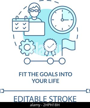 Fit goals into your life turquoise concept icon Stock Vector