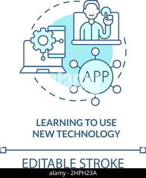 Learning to use new technology turquoise concept icon Stock Vector