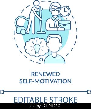 Renewed self-motivation turquoise concept icon Stock Vector