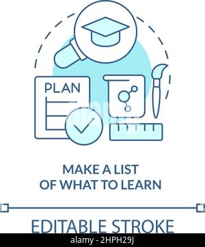 Make list of what to learn turquoise concept icon Stock Vector
