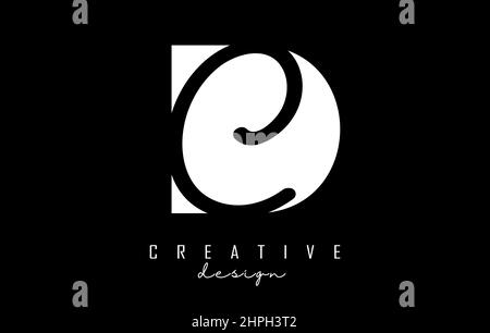 Black and white DC Letters logo with negative space. Letters D and C with geometric and handwritten typography. Creative Vector Illustration with lett Stock Vector
