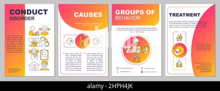 Conduct disorder red gradient brochure template Stock Vector