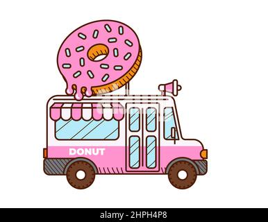 Donut van icon. Food truck isolated on white Stock Vector