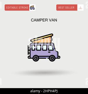 Camper van Simple vector icon. Stock Vector